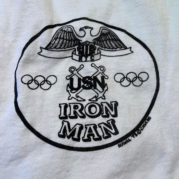 Vintage 80s Murina Iron Man Navy Olympic White Shorts Surfwear Sz M-L READ DESC - Picture 3 of 7